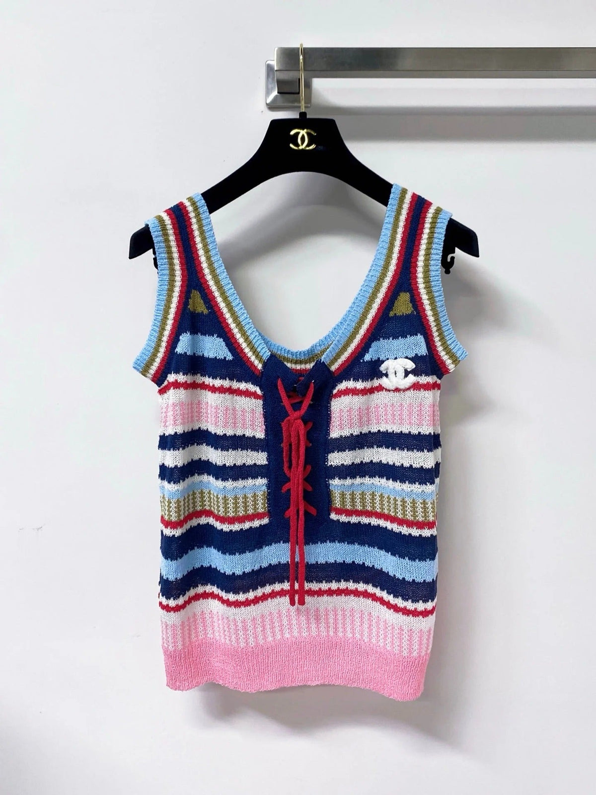 Chanel 2026 Knit Tank Top V-neck Cotton 479947