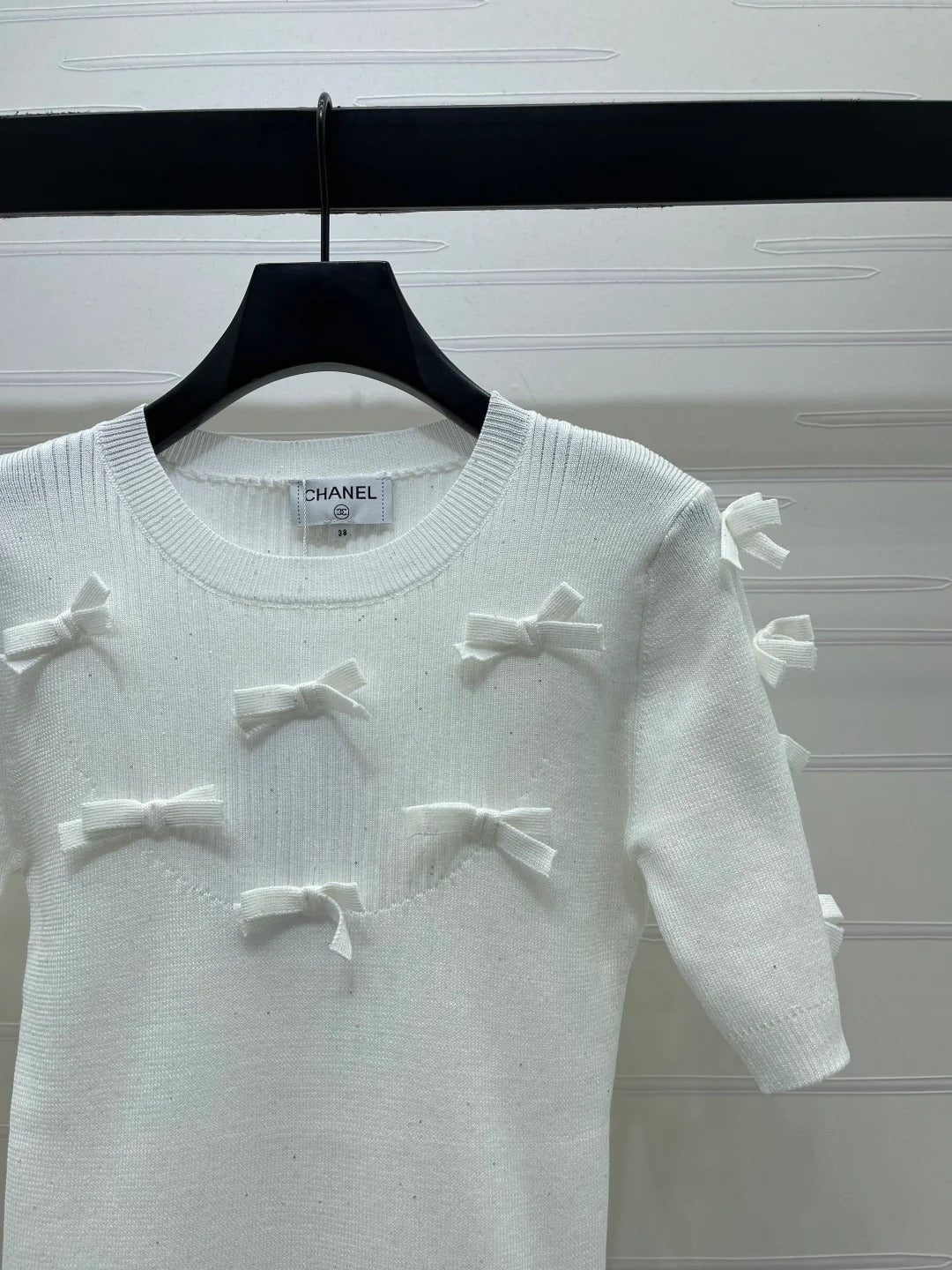 Chanel 2026 Bow T-shirt Black and White Wool Nylon 136350
