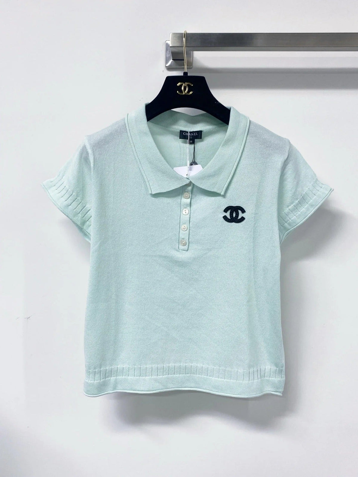 Chanel 2026 Short-Sleeve Knit Polo Shirt Wool Laine 479887
