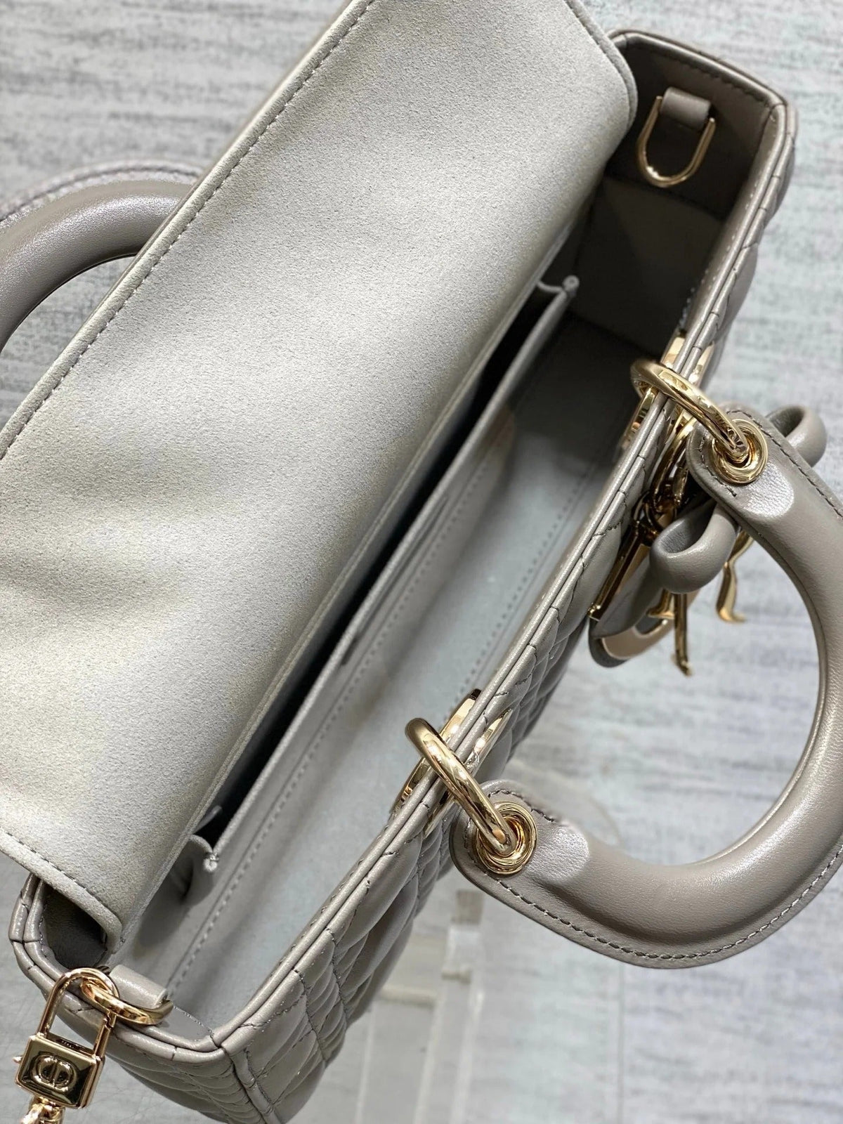 CD 2026 Bow Lady D-Joy Grey Cannage Lambskin 286461