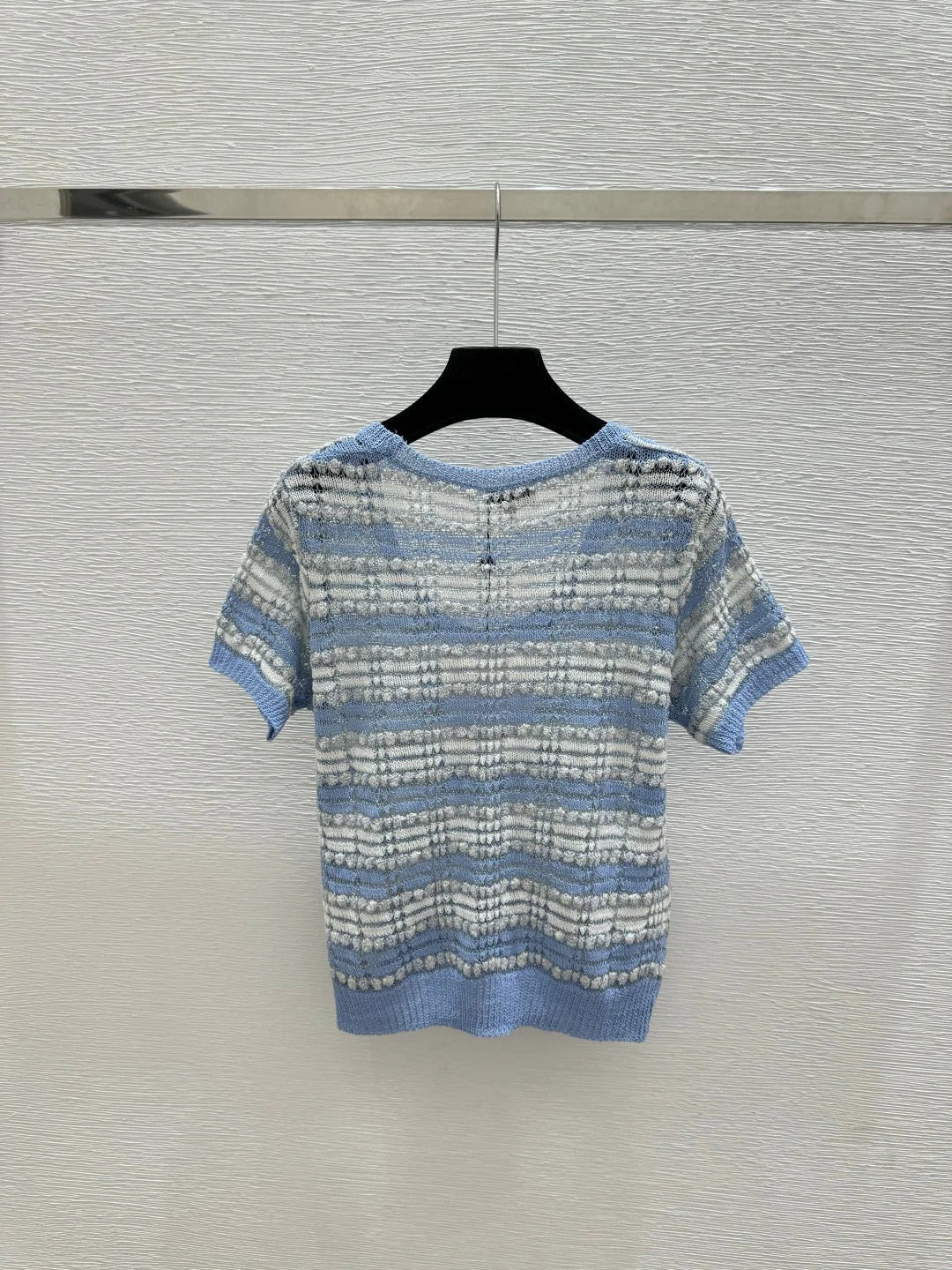 Chanel 2026 Striped Short-sleeved Shirt Blue Polyester Viscose 516783