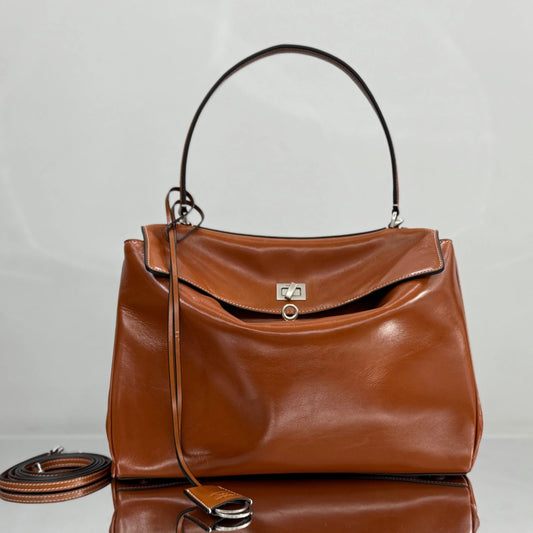 Balenciaga Medium Bag 35 Camel Brown Cowhide Sliver Hardware