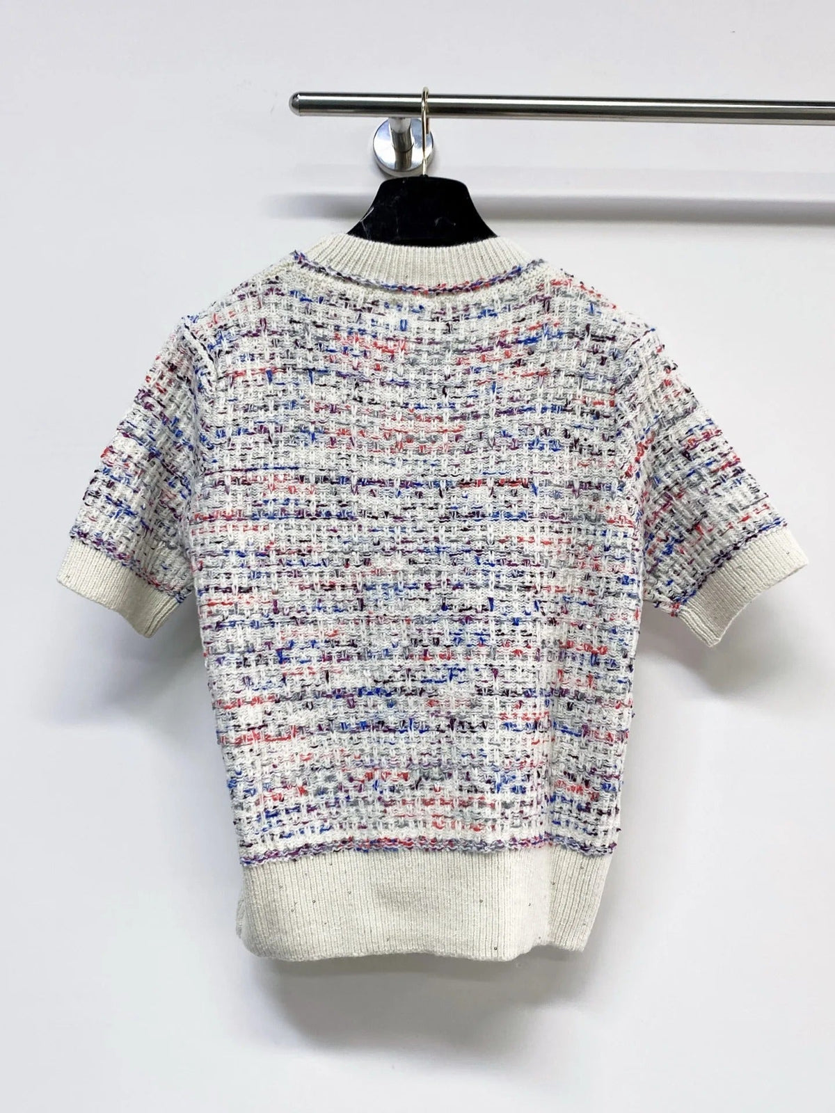 Chanel 2026 Short-Sleeve Shirt Blue and White Wool