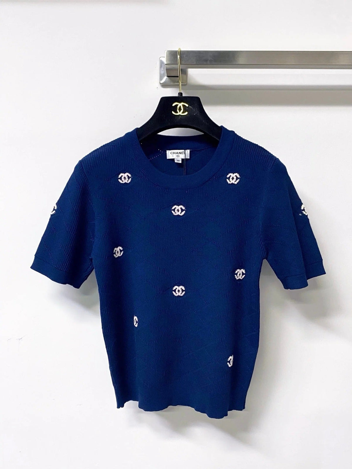 Chanel 2026 Short-Sleeve Shirt White Logo Wool 310325