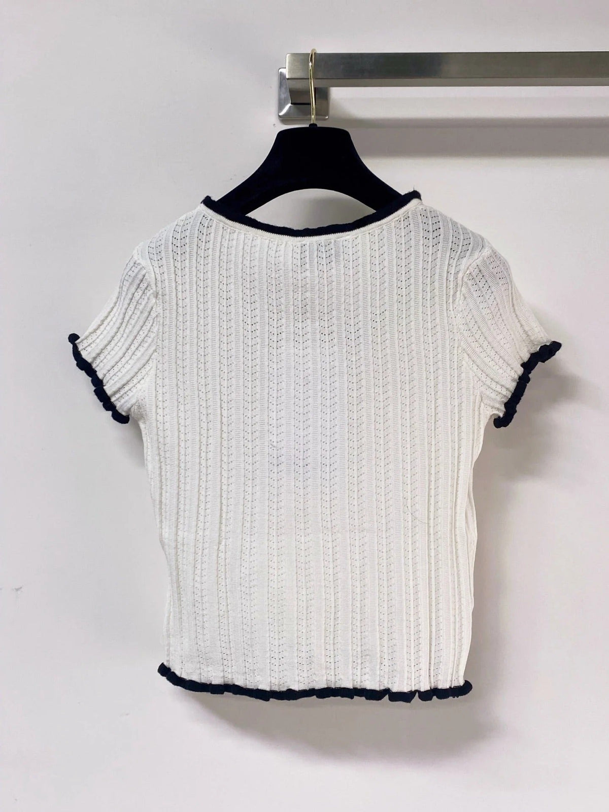 Chanel 2026 Bow Detail Short-Sleeve Knit White Viscosa 463561