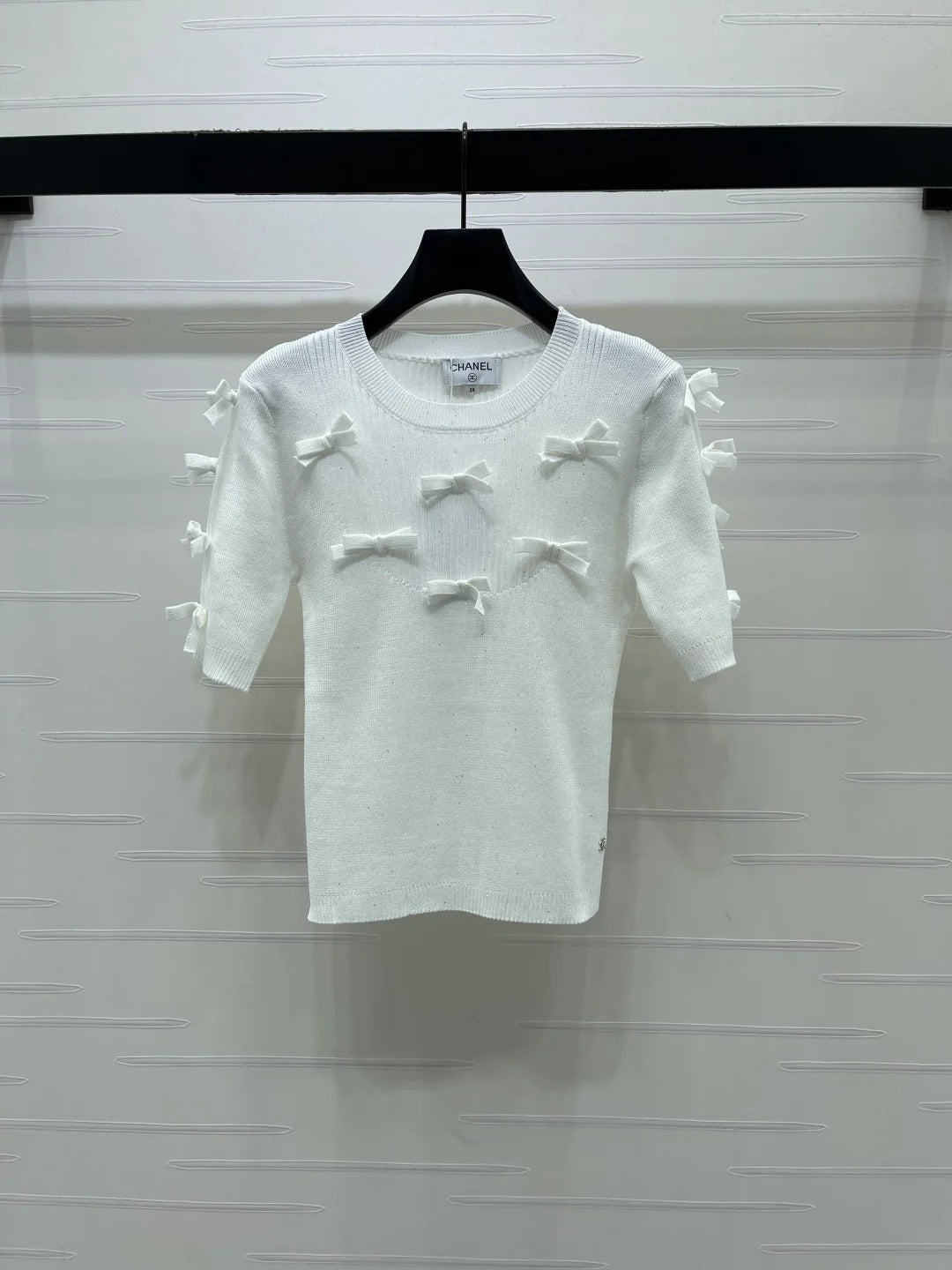 Chanel 2026 Bow T-shirt Black and White Wool Nylon 136350