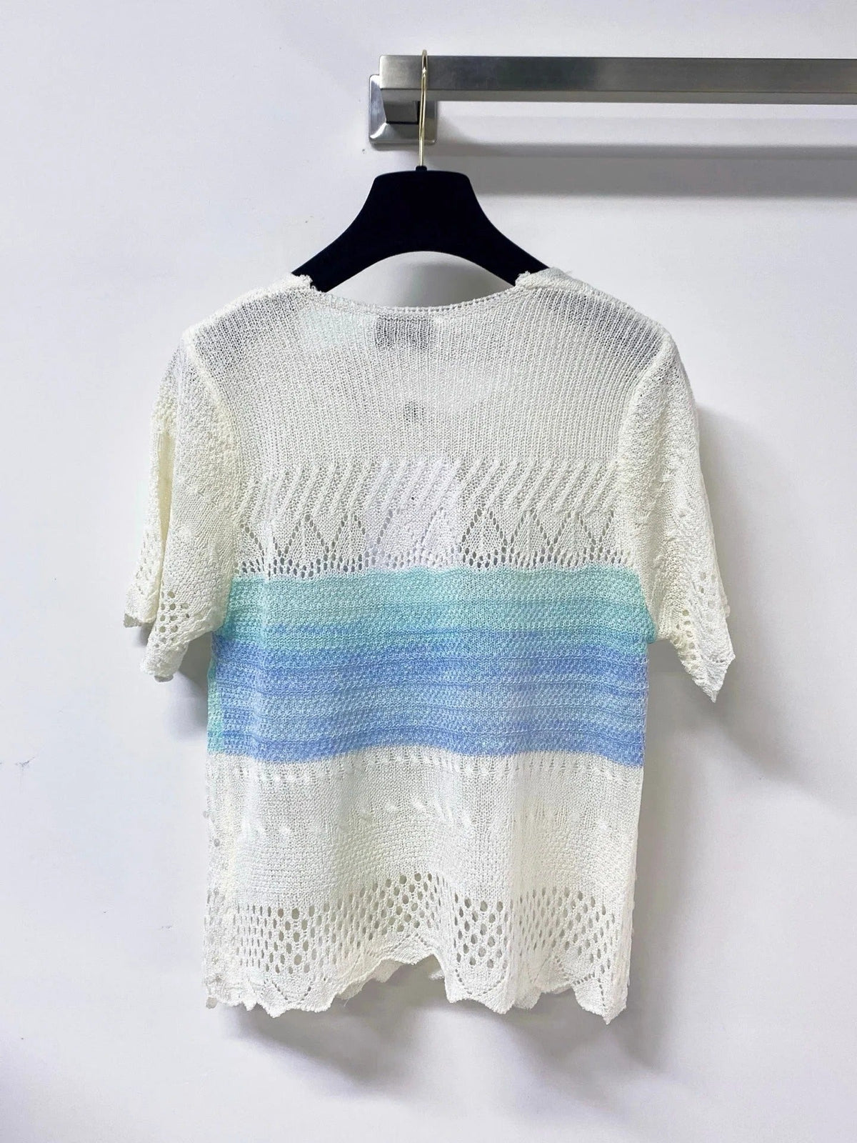 Chanel 2026 Short-Sleeved Shirt Blue White Wool 479938