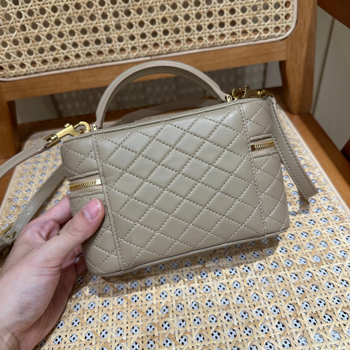 YSL Gaby Vanity Bag 18 Neutral Beige Quilted Calfskin