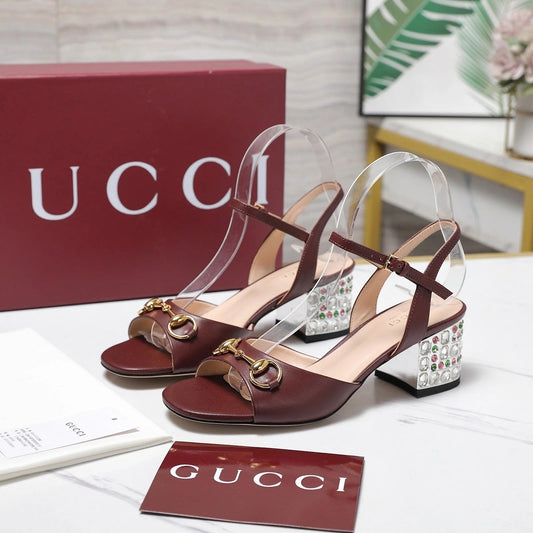 GG 26ss Sandals 55 Burgundy Beige Sheepskin 601097
