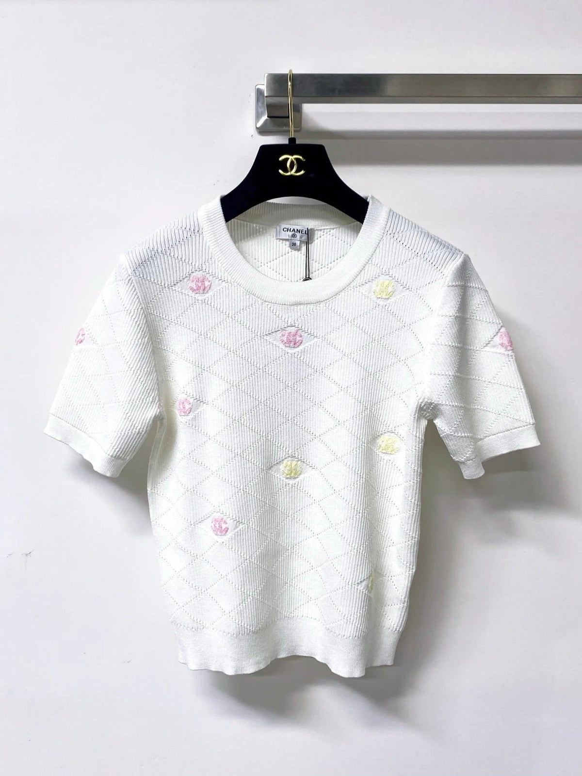 Chanel 2026 Short-Sleeve Shirt White Logo Wool 310325
