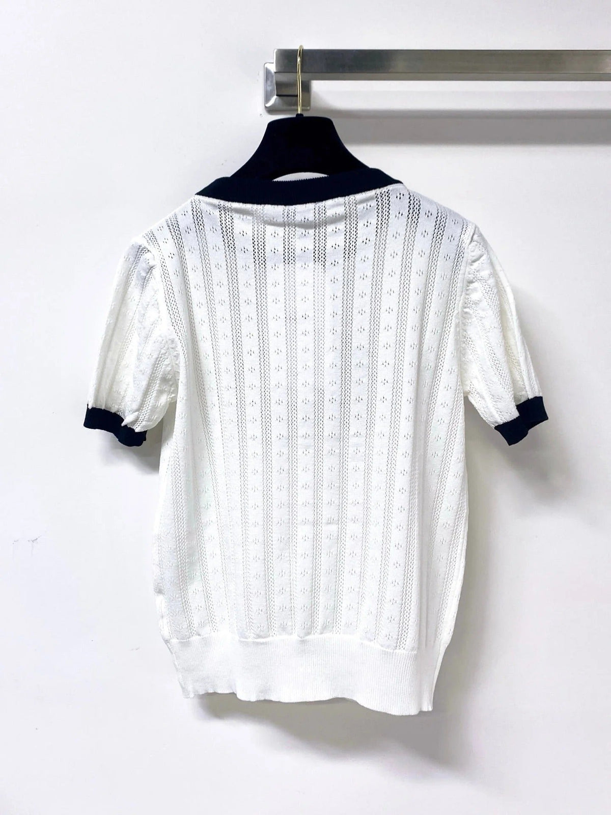 Chanel 2026 Short-Sleeved Shirt Embellished Floral Mercerized Wool 419403