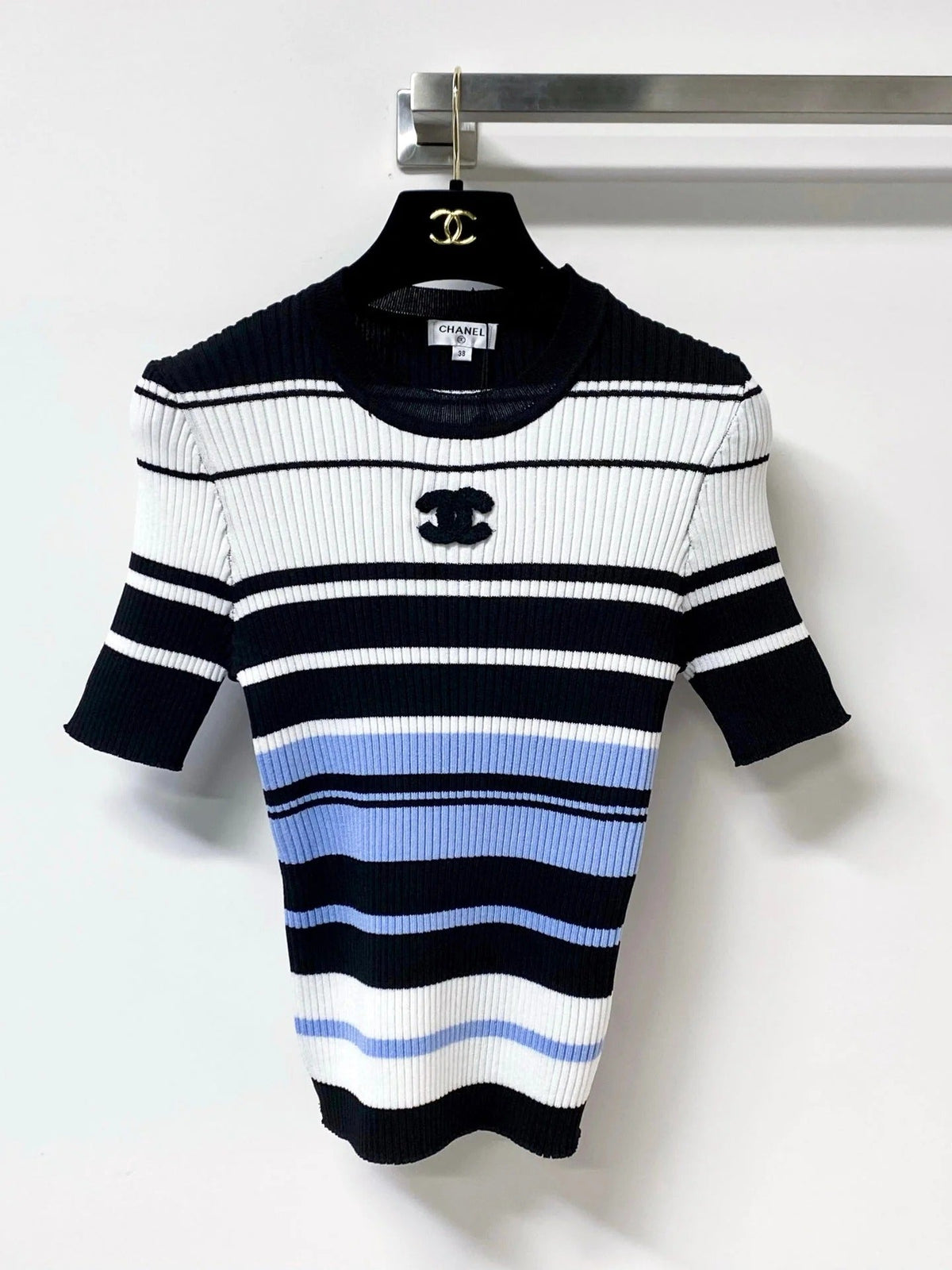 Chanel 2026 Strips Short-Sleeve Shirt Acrylic 278214