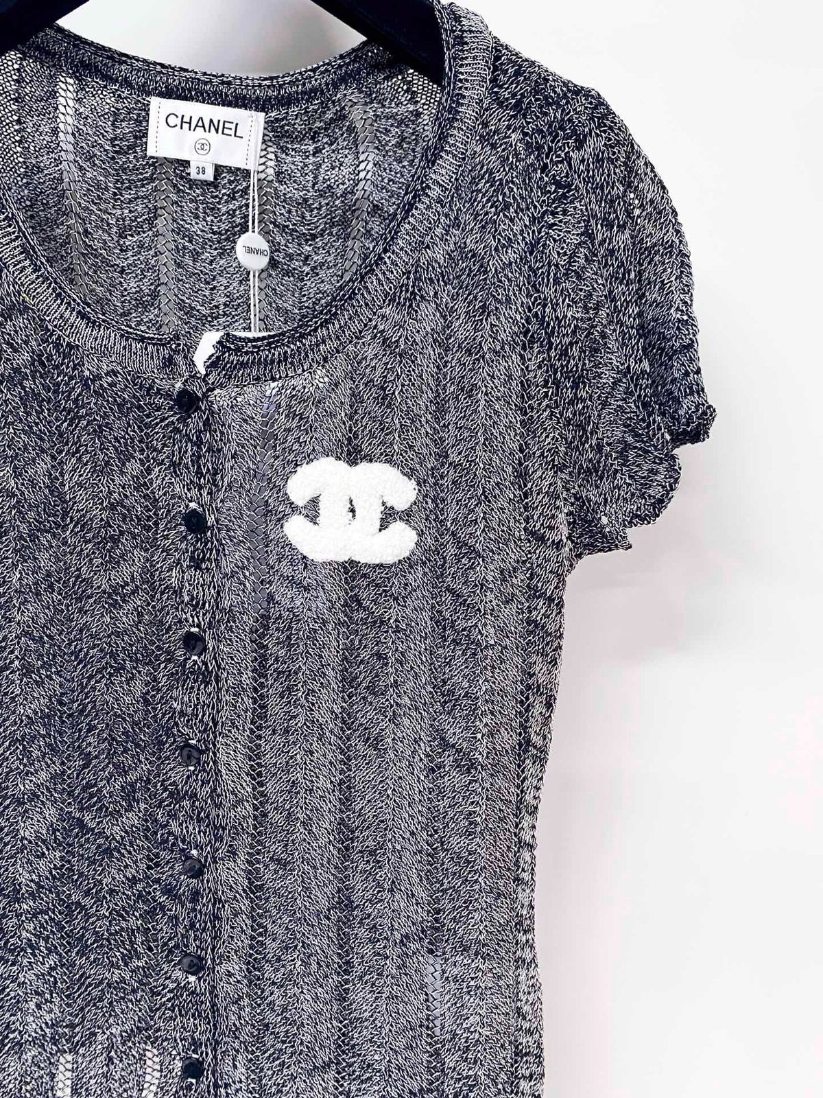 Chanel 2026 Short-Sleeve Cardigan Grey Wool Laine 442981