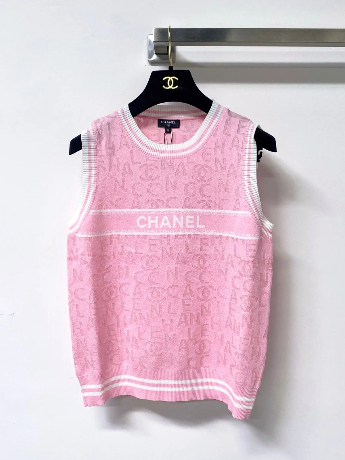 Chanel 2026 Striped Knit Vest Cotton 439815