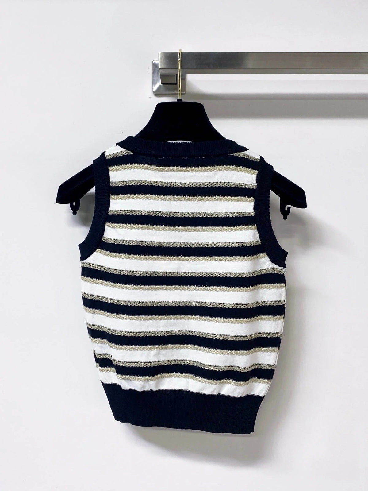 Chanel 2026 Striped Knit Vest Laine Wool 363124