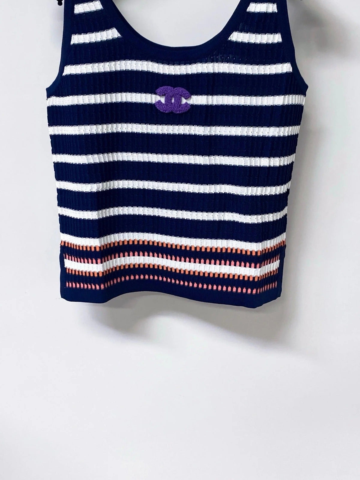 Chanel 2026 Stripped Knit Vest Tencel 442959