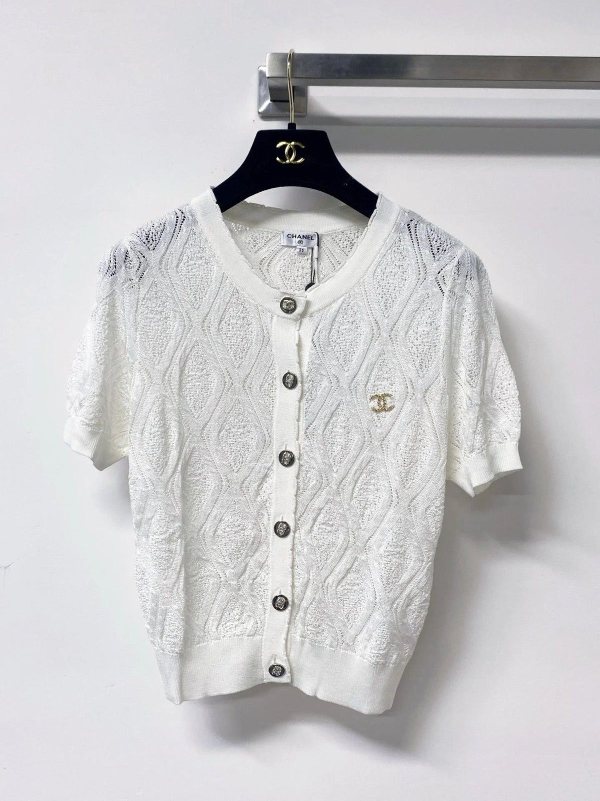 Chanel 2026 Pointelle Knit Cardigan Tencel 459058