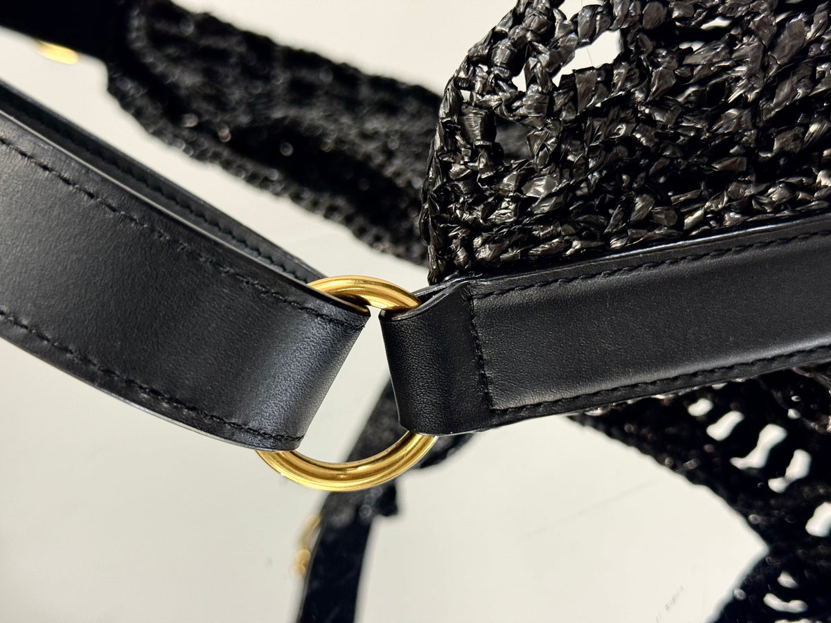 YSL Shoulder Bag 40 Black Raffia Woven