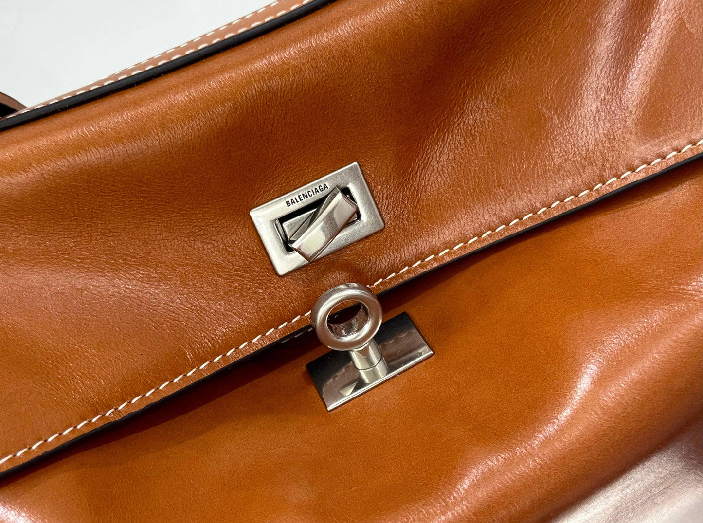 Balenciaga Small Bag 29 Camel Brown Cowhide Silver Hardware