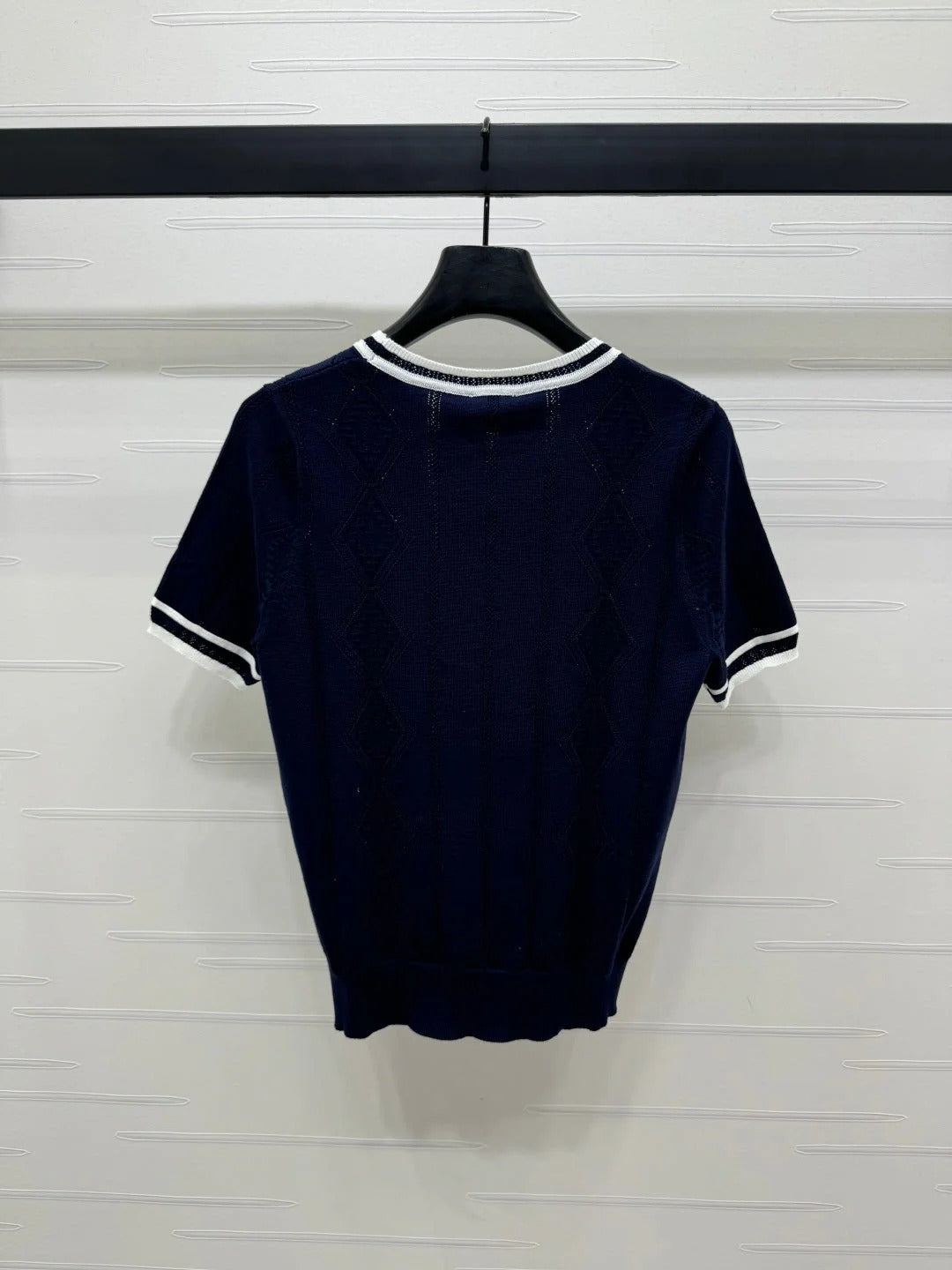 CHANEL 25S DIAMOND KNIT SHORT SLEEVE SHIRT 264172