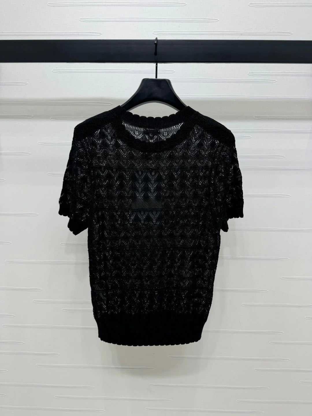 CHANEL 25S HOLLOW KNIT SHORT SLEEVE TOP 264151