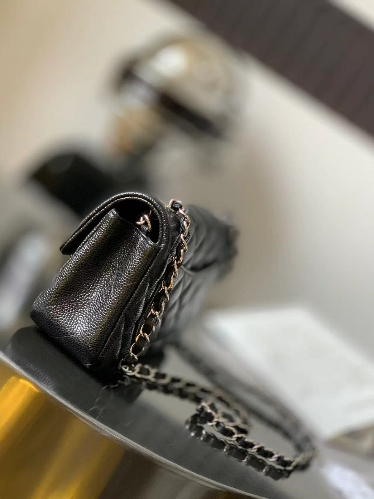 Chanel 2026 Flap Bag 20cm Black Caviar Leather with Silver Hardware