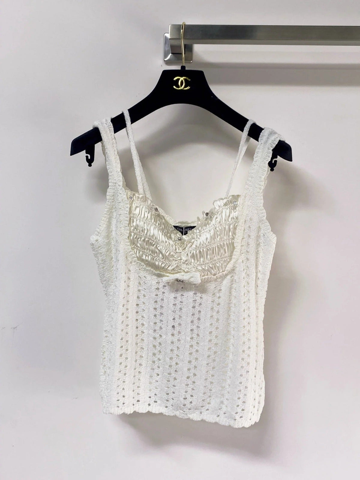 Chanel 2026 Knit Bustier Top Wool Laine With Satin Detailing 471895