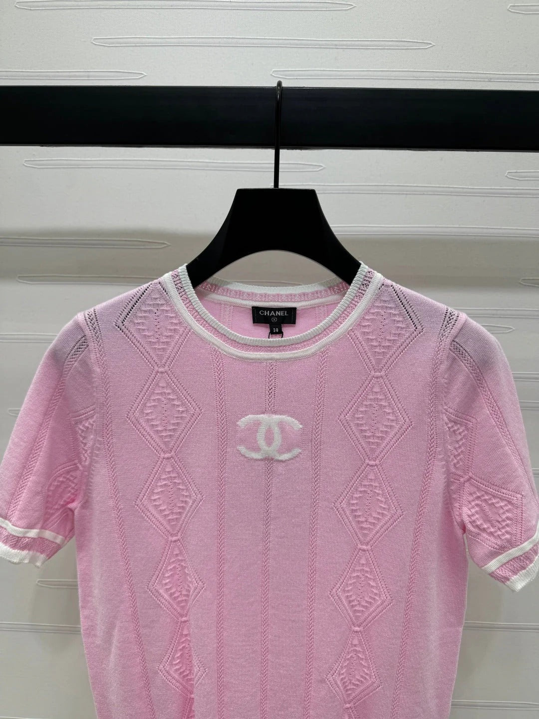 CHANEL 25S DIAMOND KNIT SHORT SLEEVE SHIRT 264174