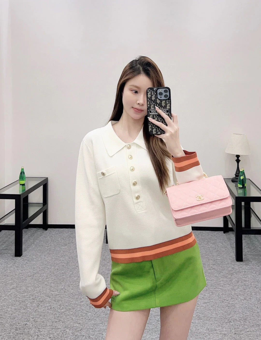 CHANEL 25S LONG-SLEEVE KNIT POLO SHIRT 590