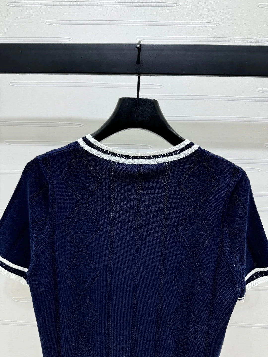 CHANEL 25S DIAMOND KNIT SHORT SLEEVE SHIRT 264172