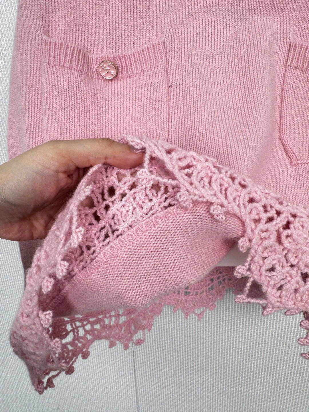 CHANEL 25S KNITTED LACE MIDI SKIRT 414
