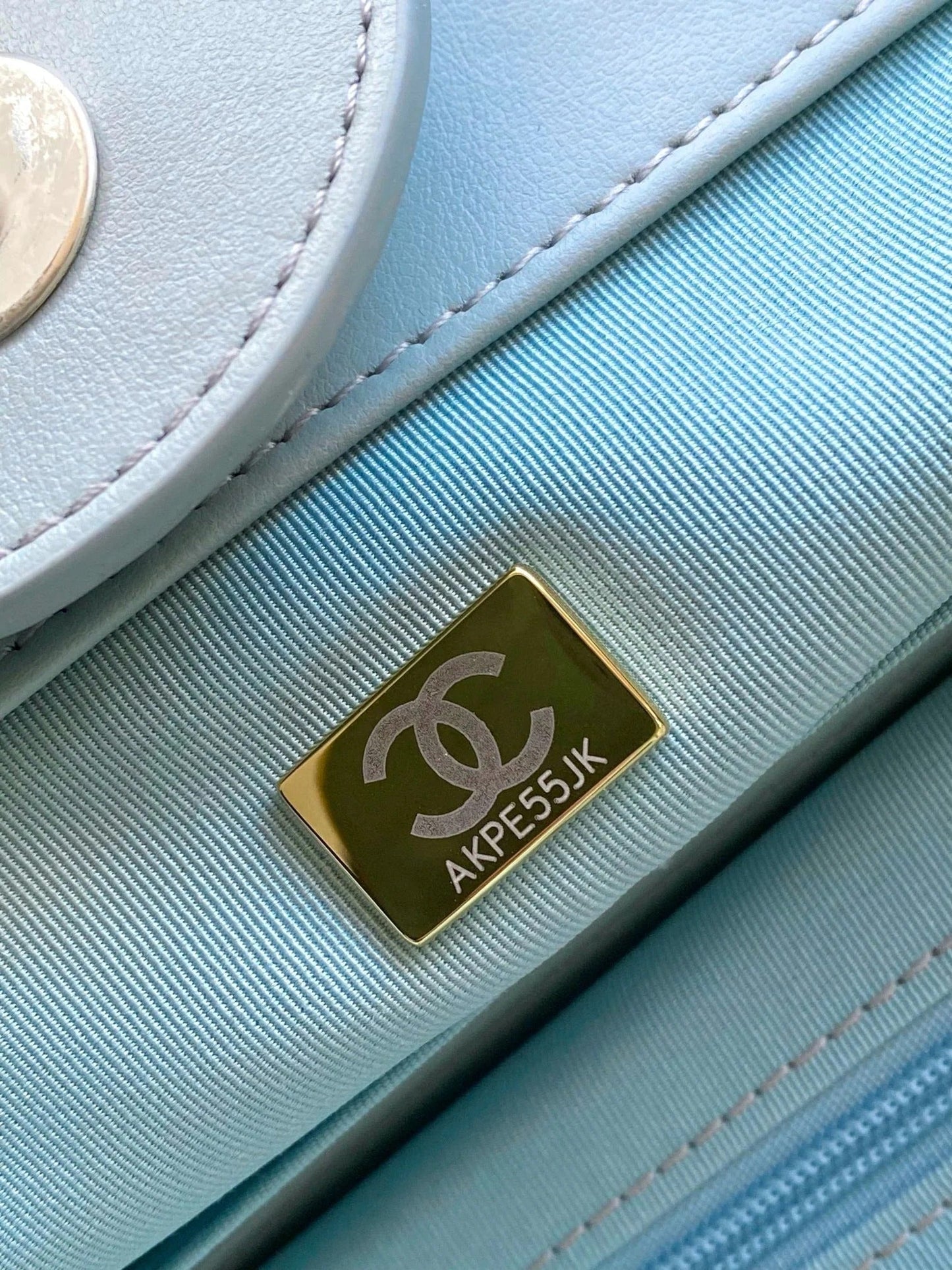 Chanel 2026 Deauville Tote Bag 46cm Light Blue mix White Canvas Leather 331129