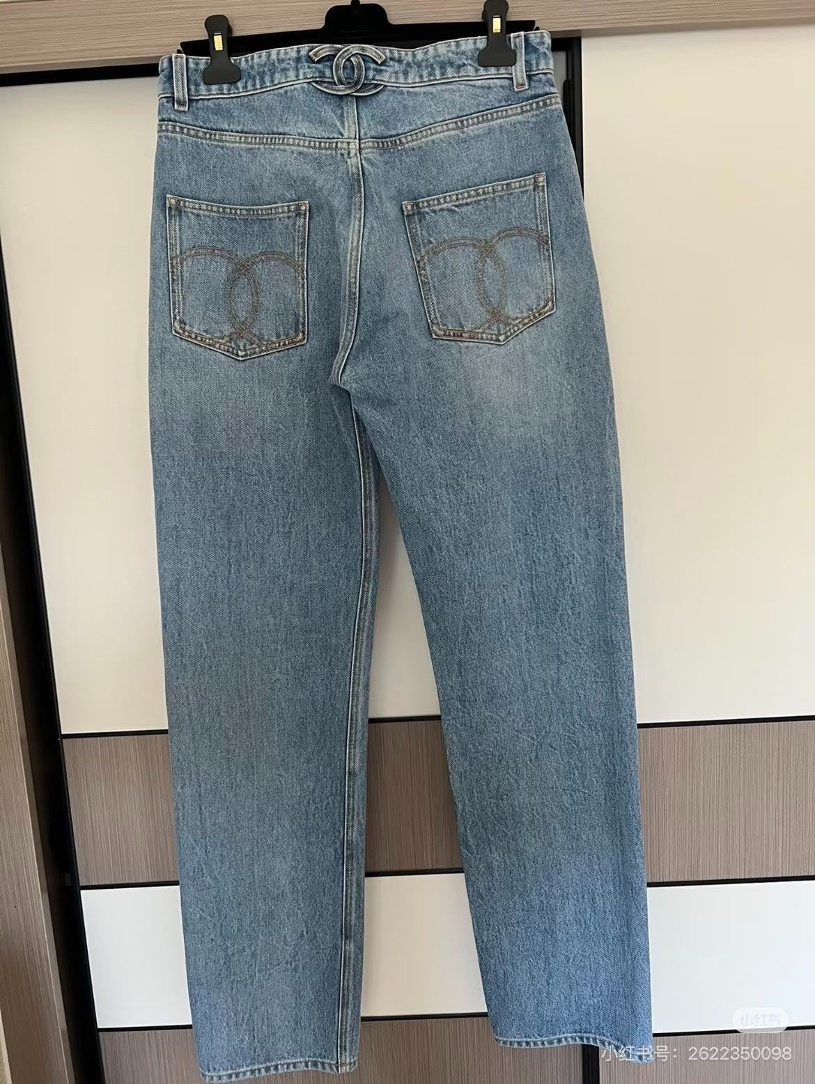 Chanel 2026 Jeans Blue Cotton With Gold Buckle