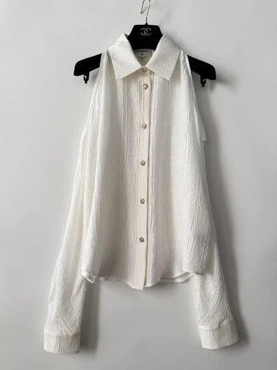 Chanel 2026 Long-sleeved Shirt White Silk Jacquard 357364