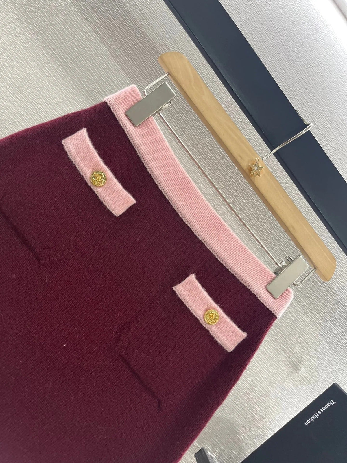 CHANEL FLAT-NECK KNIT CAMISOLE AND STRAIGHT KNIT SKIRT SET