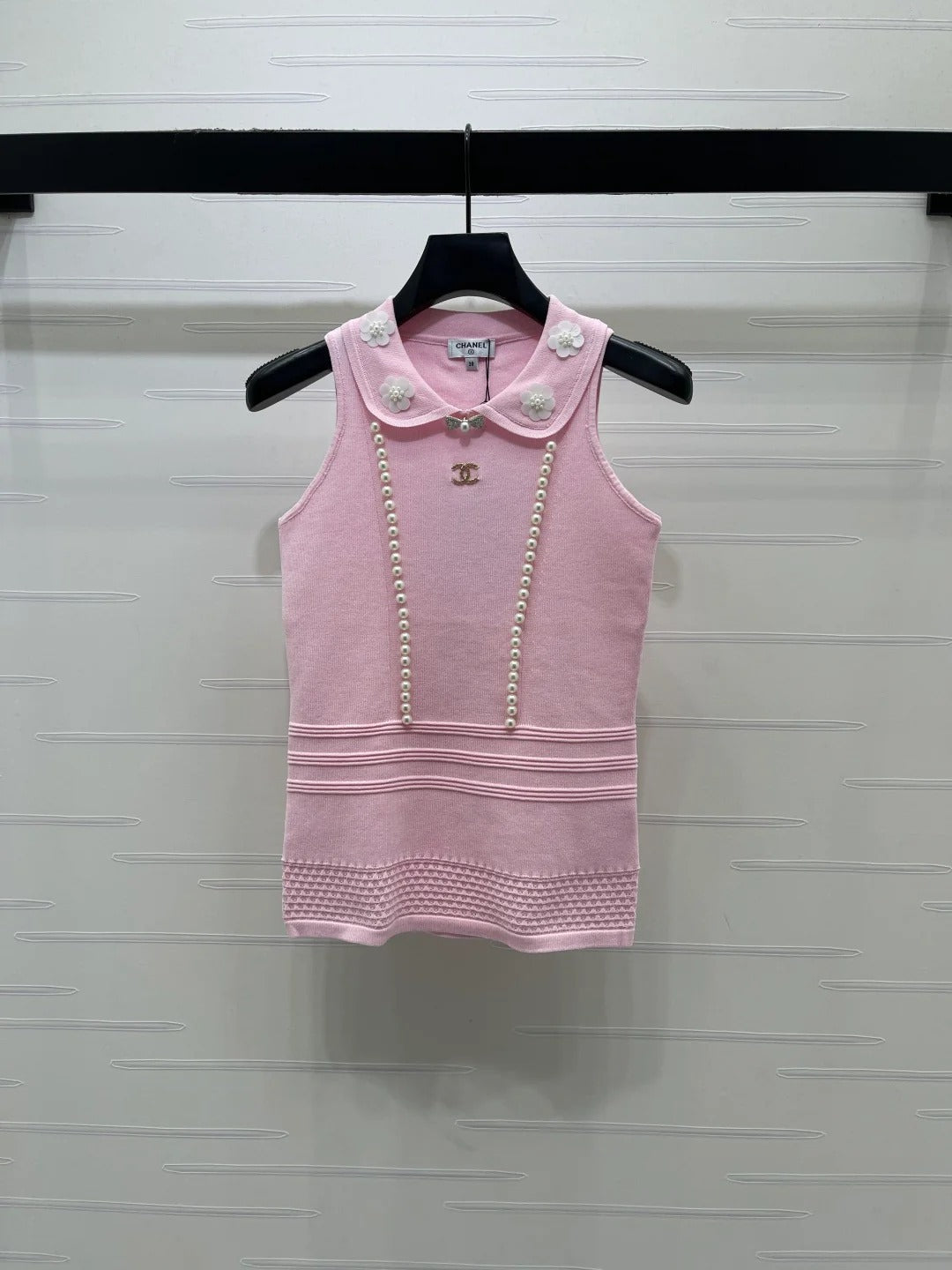 Chanel 2026 Knit Sleeveless Top With Floral Embellishment Polyester Viscose