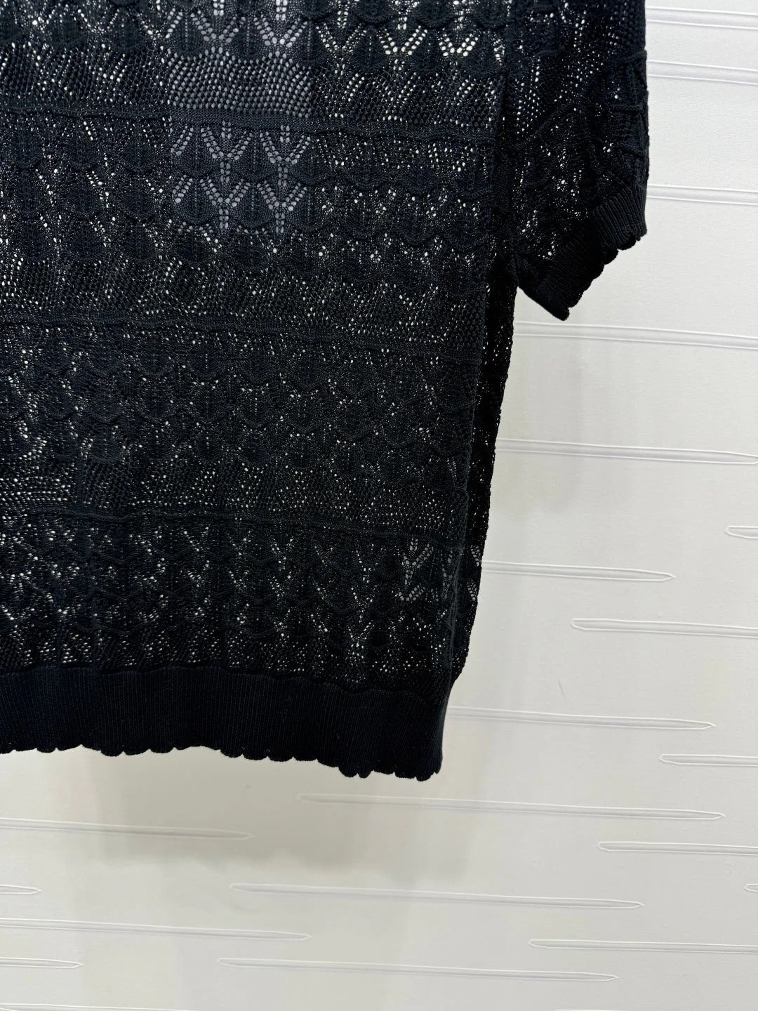 CHANEL 25S HOLLOW KNIT SHORT SLEEVE TOP 264151