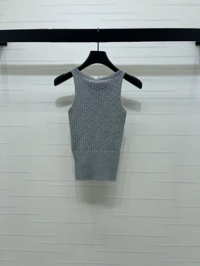 Chanel 2026 Cable Knit Crew Neck Camisole Wool Cashmere 355308