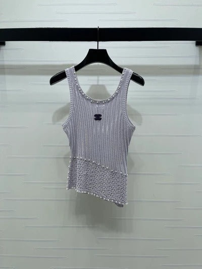 Chanel 2026 Vest Purple and White Wool 704599
