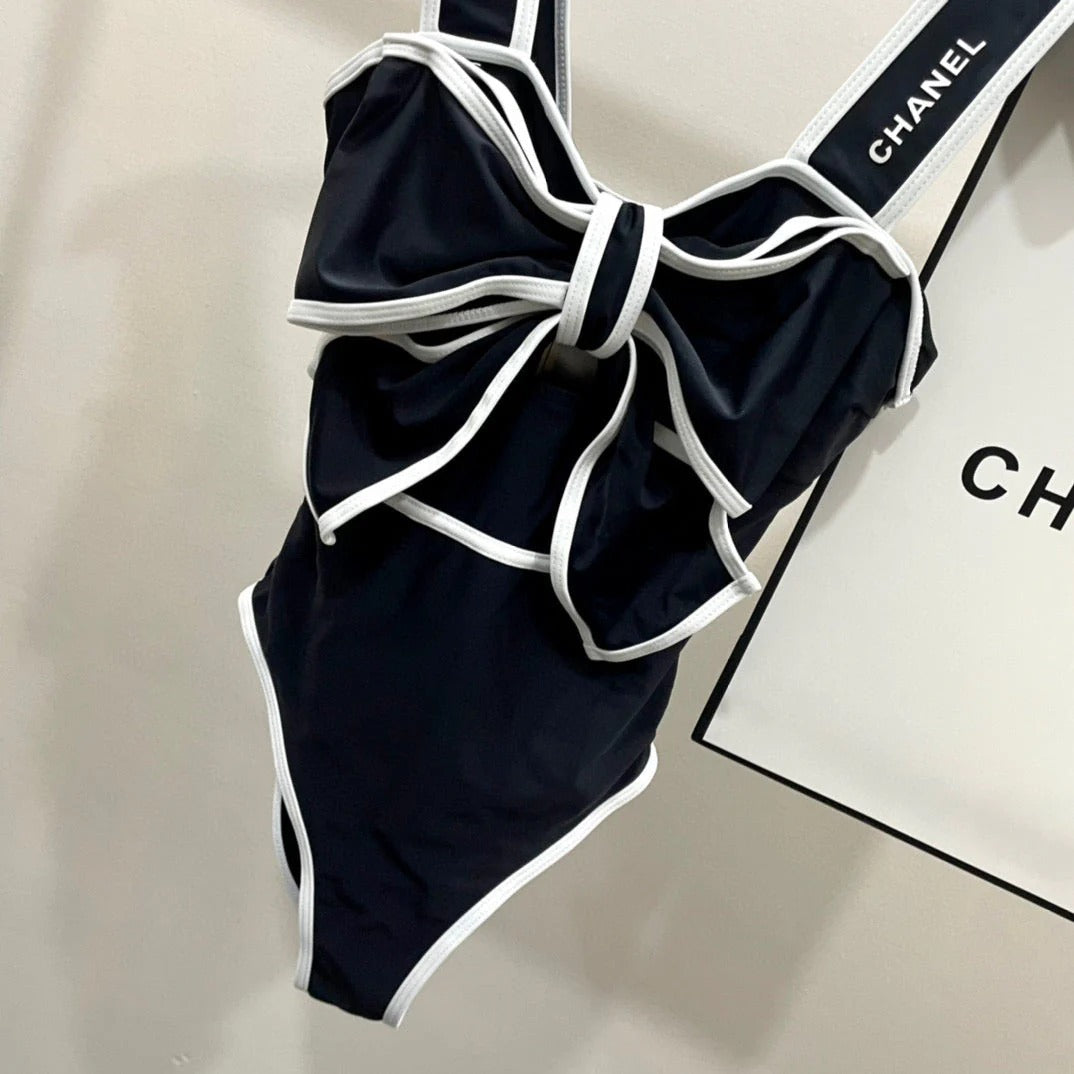 BODYSUIT SWIMSUIT IN BLACK AND WHITE TRIM 627829