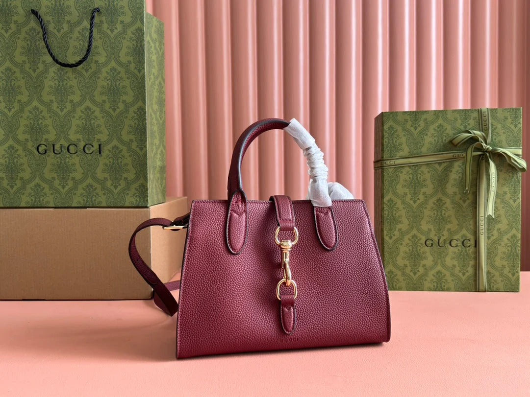 SMALL JACKIE TOTE 24 IN BURGUNDY LAMBSKIN